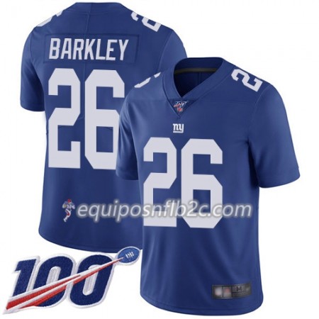 Camiseta Hombre NFL New York Giants Saquon Barkley 26 Nike Azul 100th